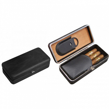 Футляр для 3 сигар Aficionado Cigar Leather Case LCFC/BLK фото 2